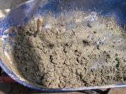 The mix should be thorough and stiff. If you add too much water, you end up with a weaker finished product 